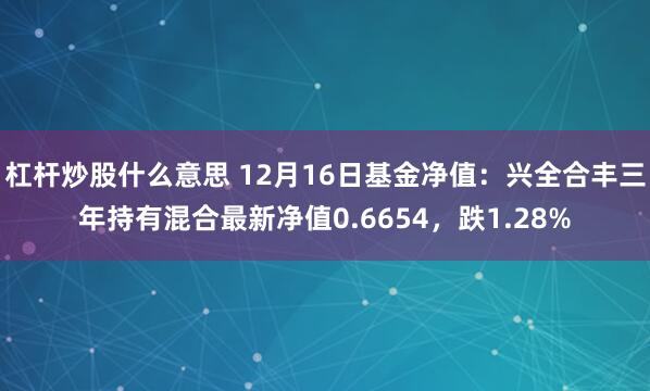 杠杆炒股什么意思 12月16日基金净值：兴全合丰三年持有混合最新净值0.6654，跌1.28%