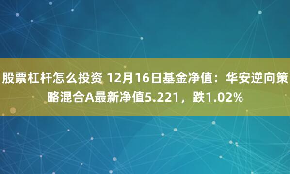 股票杠杆怎么投资 12月16日基金净值：华安逆向策略混合A最新净值5.221，跌1.02%