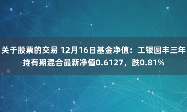 关于股票的交易 12月16日基金净值：工银圆丰三年持有期混合最新净值0.6127，跌0.81%