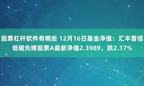 股票杠杆软件有哪些 12月16日基金净值：汇丰晋信低碳先锋股票A最新净值2.3989，跌2.17%