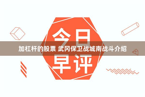 加杠杆的股票 武冈保卫战城南战斗介绍